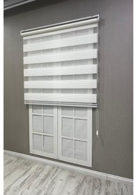 Resim Zebra Stor Perde Geniş Plise Güneşlik Perde Beyaz Beyaz 