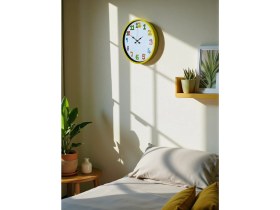 Resim Akıllı Durak 36 cm Sarı Çocuk Odası Duvar Saati 