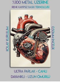 Resim Kalp Motor Dekoratif Metal Baskı Duvar Tablosu 