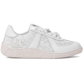 Resim Elit Dk34135 Kadın Hakiki Deri Taşlı Casual Ayakkabı Beyaz Beyaz 