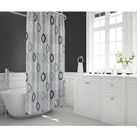 Resim Gri Halkalı Duş Perdesi - 180x200 Cm Banyo Perdesi - Tek Kanat Banyo Duş Perdesi - Polyester Kumaş Su Geçirmez Küvet Perdesi - Yıkanabilir Banyo Duş Perdesi Siyah 