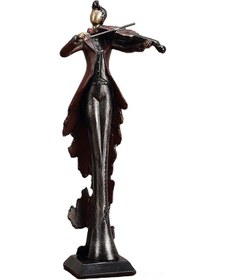 Resim Tenfowee Müzik Tutkunları İçin Retro Kemancı Figürü - Orta Boy Reçine Heykeli Ev Dekorasyonu Hediye Özel 