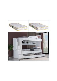 Resim Setaymobilya Ranza, Inci Beyaz 3 Lü Ranza + 2 Adet Comfort Yatak 