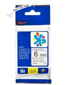 Resim Brother TZE-211 Beyaz Üzerine Siyah Muadil Etiket Seridi 6mm x 8mm 