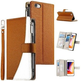 Resim İphone 7 Plus/8 Plus İle Uyumlu Kılıf Deri Kılıf Kart Yuvalı Cüzdan Şık 