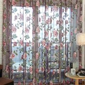Resim Şık Fransız Ülke Tarzı Şakayık Çiçekli Şeffaf Perde - 100.0cm x 200.0cm Çubuk Cep Pencere Dekoru Yatak Odası & Oturma Odası İçin, Makinede Yıkanabilir 