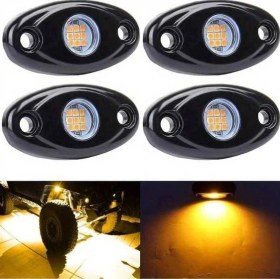 Resim Trendooze Turcoshop11 4 Adet Kehribar Led Kaya Jeep Kamyon Atv Utv Tavan Işık 