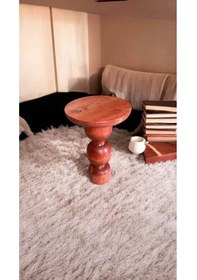 Resim Doğal Ahşap Tekli Mantar Yan Sehpa Maun Renk - Zigon Sehpa - Wooden Side Table Maun 