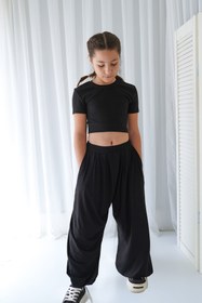 Resim Siyah Viskon Flowy Pant - Kız Çocuk - 5 Yaş 