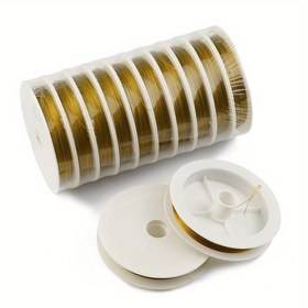 Resim Yüksek Kaliteli Dayanıklı Altın Tel DIY El Sanatları için - 0.3-0.8mm Çap, 9.9-49.9m Uzunluk, Paslanmaz Çelik Boncuk İpliği ve Halat Bileklikler, Kolyeler, Takı Yapımı için - Esnek Olmayan, Pürüzsüz Bitiş, Boncuk Malzemeleri, El Sanatları Tel, Zarif El Sanatları, Metalik Bitiş 