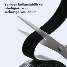 Resim Coofbe 5 Renk 25 Metre Cırt Cırt Bantlı Kablo Sarıcı Düzenleyici Organizatör Kablo Düzenleme 