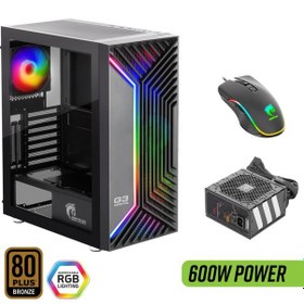 Resim Green Griffin G3 Plus Argb Gaming Bilgisayar Kasası 4 120mm Fan + Tempered Cam 600w 80+ Bronze Psu Dahil + Mouse 
