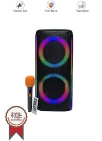 Resim Torima KTS-1909 Mikrofonlu Kumandalı RGB Ledli 5.0 Bluetooth Hoparlör Karaoke USB-TF-FM Radyo Siyah Torima