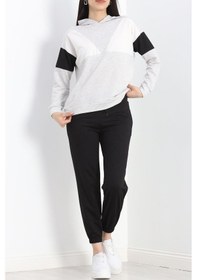 Resim Blok Renk İki İplik Eşofman Takımı Gri 