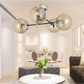 Resim Maral 4Lü Siyah Krom Bal Camlı Modern Koridor Mutfak Salon Retro Avize 