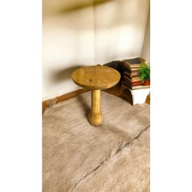 Resim Wooden Ahşap Konik Model Tekli Mantar Yan Sehpa Modern Tütün Renk Fiskos 