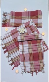 Resim MQM, Türk Hamamı Pestemal Kırmızı 70x140cm 3 Lü Set, Kırmızı, 153051482 