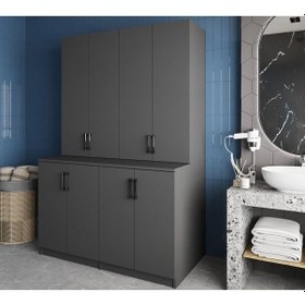 Resim Maven Çamaşır Ve Kurutma Makinesi Dolabı Banyo Dolabı Füme Füme 