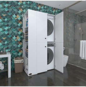 Resim Kenzlife Çamaşır-Kurutma Makinesi Dolabı Kapaklı Foka Sol Byz 180*090*60 Banyo Arkalıksız Çok Renkli 