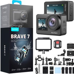 Resim Akaso Brave 7 4K/30FPS 20MP Wi-Fi Dual Screen Aksiyon Kamera ve Aksesuar Seti, App Kontrollü, IPX8 