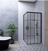 Resim Blackline Siyah Çıtalı Desen Duşakabin 5mm Temperli Uv Baskılı 90x90 