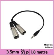 Resim YKA 3.5 Mm Stereo Jack Plug Stereo Dual 3 Pin Xlr Male Ses Kablosu - Siyah - 1.8 M 