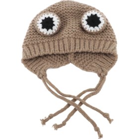 Resim Köpekler İçin Örme Şapka Komik Sevimli Tasarım Rahat Evcil Hayvanlar İçin Kış Sıcak Örme Şapka Küçük Köpekler, Kediler, Soğuk Hava Kış Gri Kahverengi 