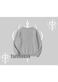 Resim Biskilet Sweatshirt Anime Cyberpunk Kız Baskılı Gri 