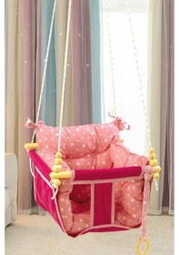 Resim Bundera Wag Swing Pembe Çocuk Ahşap Salıncak Bebek Hamak 