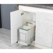 Resim Starax S-2392 Gri 12 12 Litre Çöp Kovası Dolap Içi Teleskopik Raylı 