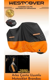 Resim WestCover Apec PS3 Arka Çanta Uyumlu (Turuncu-Siyah) Reflektörlü Motosiklet Brandası,Örtüsü 