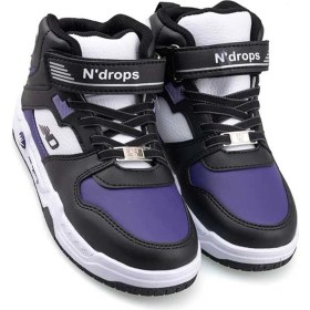 Resim Ndrops 021-24 Deri Cırt Bantlı Kız Çocuk Spor Bot Siyah Mor 