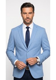 Resim Plus Scorpion Slim Fit Pike Dokuma Erkek Blazer Ceket Modern Şık Günlük Kombin Mavi 