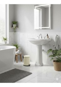 Resim Vinoks Premium Serisi 5 Litre Hacimli Paslanmaz Banyo-mutfak Pedallı Çöp Kovası Krem, 3 Litre Krem 