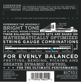 Resim Daddario D'Addario EXL110BT XL Nickel Serisi Elektro Gitar Tel Seti (10-46 - Nickel Wound) 