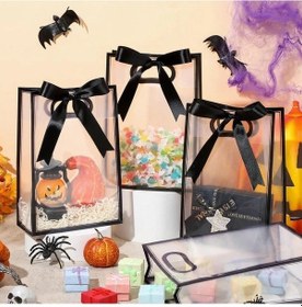 Resim Fochsia 20 Adet Şık Şeffaf Plastik Hediye Çantası Beyaz Kurdele Sap Beyaz 