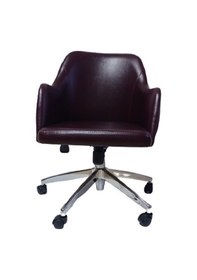 Resim Bilgisayar Sandalyesi Kapitone Desenli Bordo Renk Suni Deri 