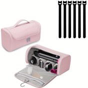 Resim 1 adet Dyson Airwrap Complete Styler tüm modelleri ve aksesuarları için uyumlu seyahat çantası, saç maşası aksesuarı için 6 adet 15.24 cm tekrarlanabilir kablo bağları ile taşınabilir depolama çantası ve asma kancası 