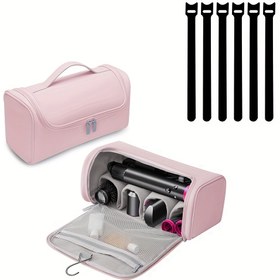 Resim 1 adet Dyson Airwrap Complete Styler tüm modelleri ve aksesuarları için uyumlu seyahat çantası, saç maşası aksesuarı için 6 adet 15.24 cm tekrarlanabilir kablo bağları ile taşınabilir depolama çantası ve asma kancası 