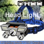 Resim Evde Rahatlama - Ultra Parlak Şarj Edilebilir LED Baş Lambası, 5 LED, Su Geçirmez & USB Şarj - 4 Ayarlanabilir Aydınlatma Modu, Kamp, Yürüyüş, Acil Durumlar için Uzun Ömürlü Pil 