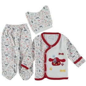 Resim Furkanbaby Kırmızı 3 Lü Kendinden Eldivenli Takım Seti Kırmızı 