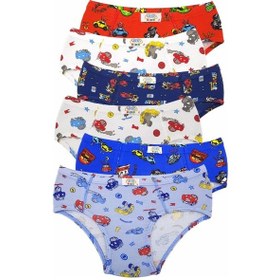 Resim Gümüş Erkek Çocuk Likralı Emprime Desenli Slip Külot 3090- 6 Adet 