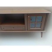 Resim Tv Sehpası Windovs Model Pencere Ahşap Kayın Avangart Aslan Ayak Ceviz Renk 150 Cm El Yapımı 