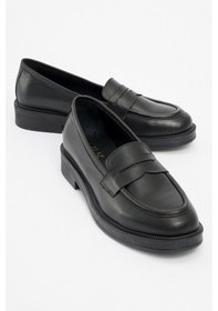 Resim Luvi Shoes Pline Siyah Cilt Hakiki Deri Kadın Loafer Ayakkabı Siyah 
