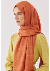 Resim Mirsoy Scarf Halka Desen Parlak Jakar Şal - Portakal Portakal Turuncu 
