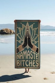 Resim Dijital Baskı Plaj Deniz Havlusu Namaste Desenli Peştamal HVL0143 