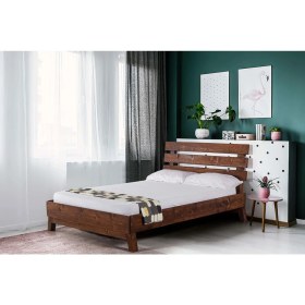 Resim Brady Mobilya Lux Zenya Çift Kişilik Doğal Masif Ahşap Çam Karyola 