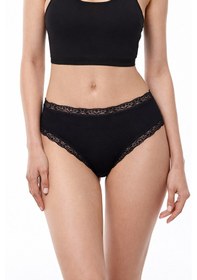 Resim Malabadi Kadın 3'lü Paket Ultra Yumuşak Micro Modal Dantelli Slip Külot 3m700 Siyah 