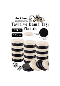 Resim Tavla Pulu Orta Boy No:3 1 Paket Tavla Ve Dama Taşı Plastik 3.2 Cm Zar Hediyeli Gri Siyah 32 Mm Oyun Pulu 