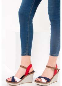 Resim Fox Shoes Laci/beyaz/kırmızı Kadın Dolgu Topuklu Ayakkabı 9674040205 Laci 